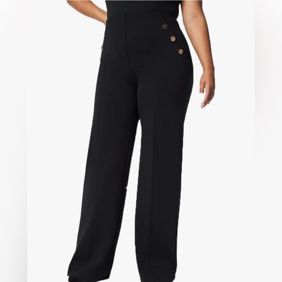 NWOT Black High Waisted Wide Leg Sailor Pants Size 1X - Picture 2 of 11